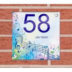 Bladmuziek achtergrond huisnummer bord met naam, foto ontwerpen 
