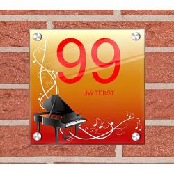 Piano achtergrond huisnummer bord met naam, foto ontwerpen