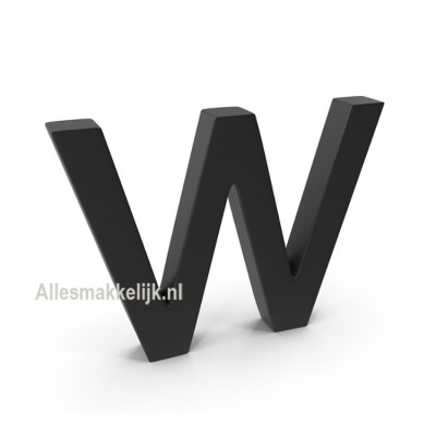 Plexiglas W letter, zwart of wit, perfect voor binnen en buiten.