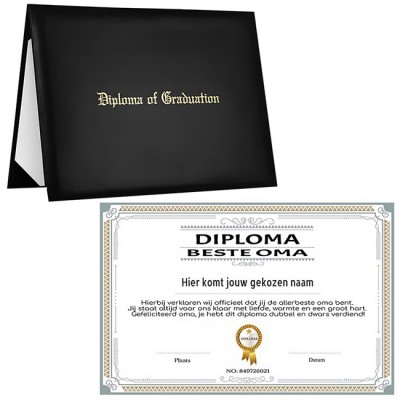 Beste Oma Diploma in PU lederen map, cadeau voor Oma