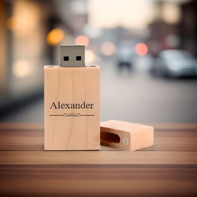 Alexander Naam Cadeau USB in Houten Uitvoering