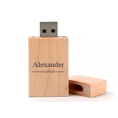 Alexander Naam Cadeau USB in Houten Uitvoering