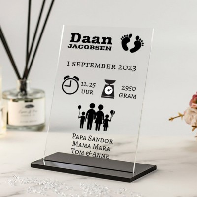 Gepersonaliseerd Kraamcadeau Plexiglas Fotostandaard met Naam