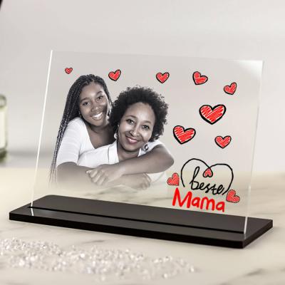 Plexiglas fotostandaard met foto op glas, perfect voor elk interieur.