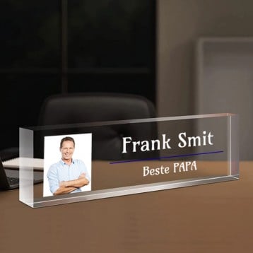 Kristalheldere Tafel naambordje Cadeau voor Vader