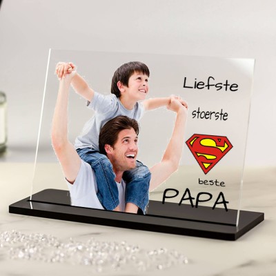 Plexiglas fotostandaard als persoonlijk vaderdag cadeau idee