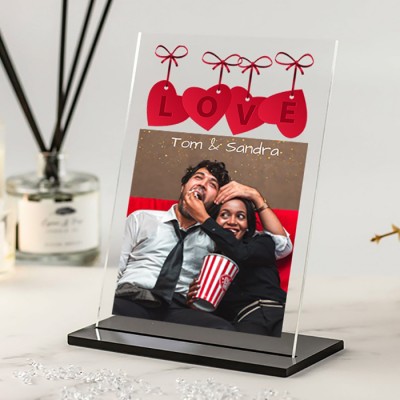 Valentijnsdag cadeau Plexiglas fotostandaard met foto