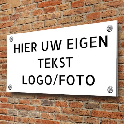 15x30cm aluminium dibond bord maken met eigen tekst, uniek en persoonlijk ontwerp