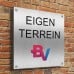 Bordje met tekst laten maken – Gepersonaliseerd zilver aluminium dibond bordje