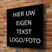 20x20cm zwart aluminium dibond bord met tekst op bord