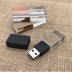 Kristal USB stick met metale doppen 64GB