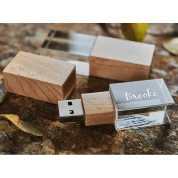 Glas hout usb stick 3D bedrukken vanaf 1 stuk