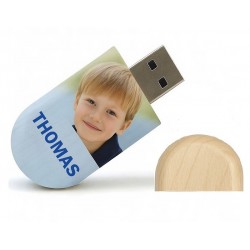 Ovaal hout usb stick bedrukken 64gb